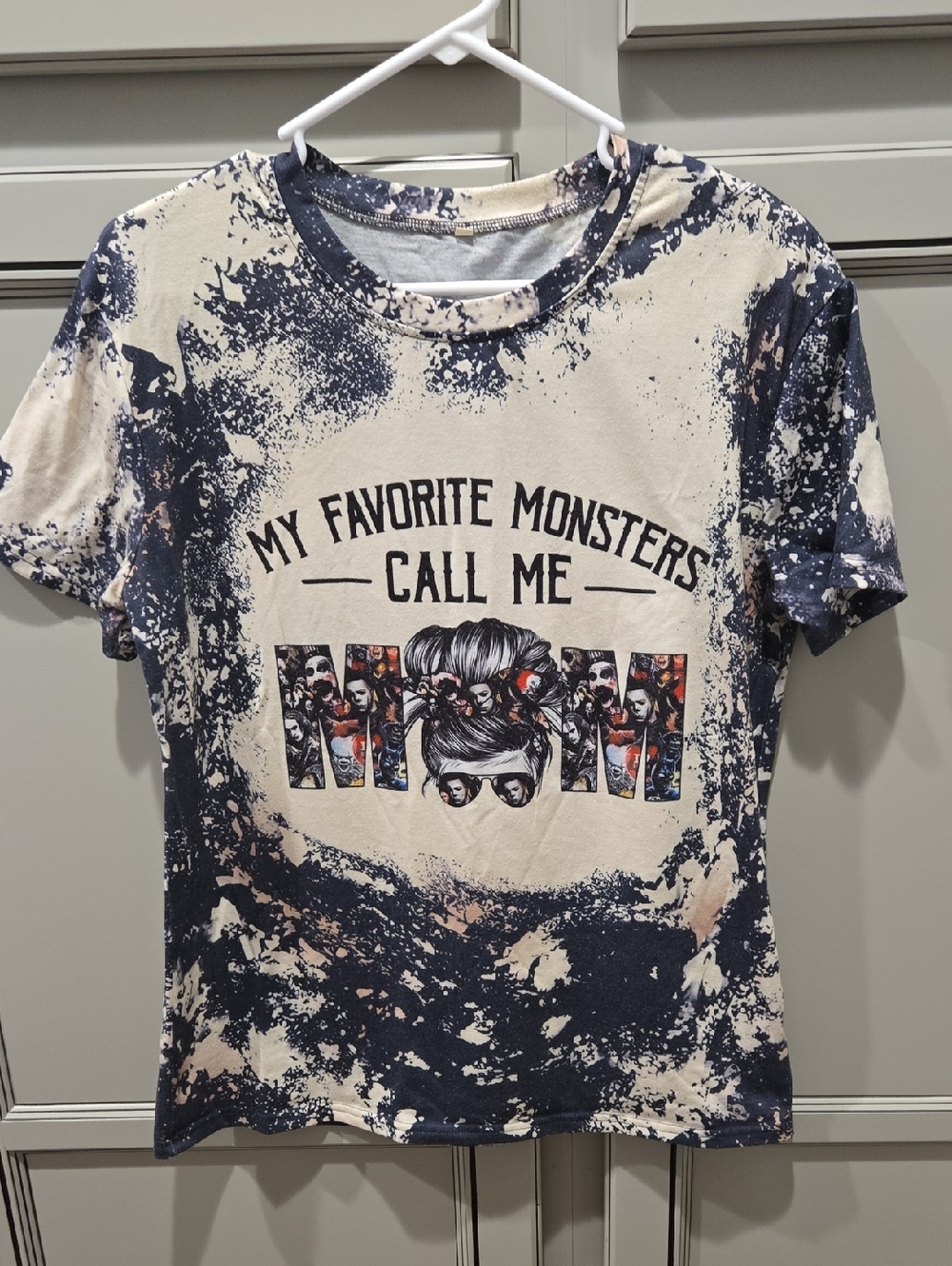 Graphic Tie-Dye Short Sleeve Tee - Cream & Navy